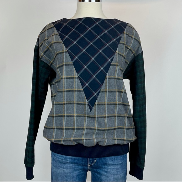 Band of Outsiders Mixed Plaid Sweatshirt US 6 ASO Kendall Jenner - Picture 2 of 7